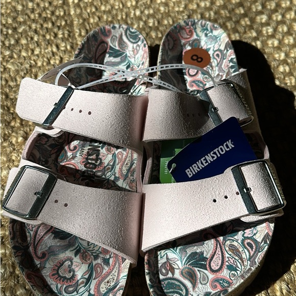 Birkenstock Shoes - Birkenstock Light Pink Suede Double Strap Paisley Footbed  NWT  sz 7.5/ 38